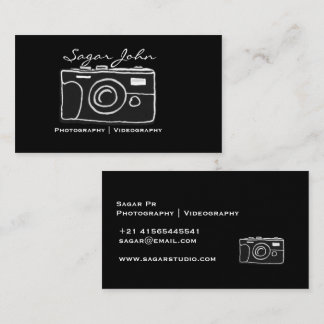 Cartão De Visita Fotógrafo Minimalista Videomaker Desenhado à Mão