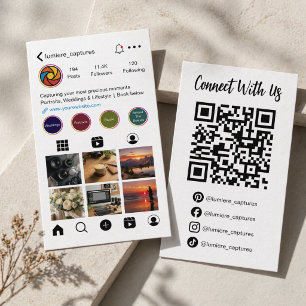 Cartão De Visita Fotógrafo Moderno de Mídia Social Código QR