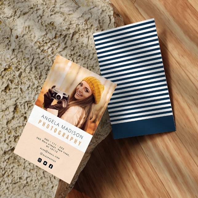 Cartão De Visita fotógrafo personalizado de tendências fotográficas (Criador carregado)