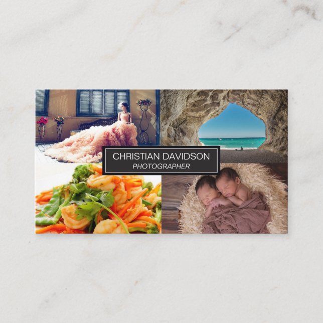 Cartão De Visita Fotógrafo, personalizável, 4 fotos (Frente)