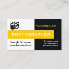 Cartão De Visita Fotógrafo preto, branco, amarelo-ocular