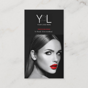 Cartão De Visita Fotógrafo Preto Negrito Código QR Foto de Mídia So