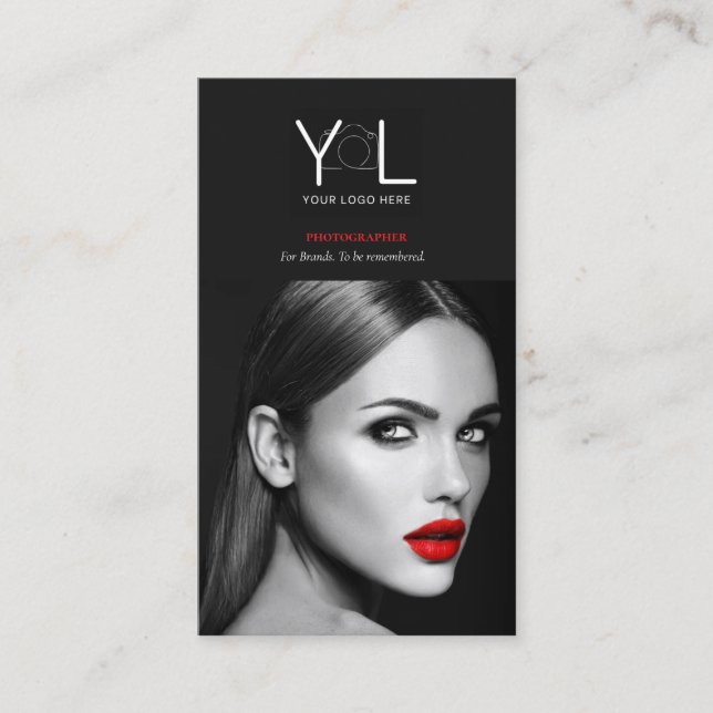 Cartão De Visita Fotógrafo Preto Negrito Código QR Foto de Mídia So (Frente)