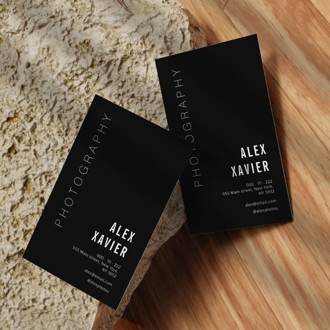 Cartão De Visita fotógrafo preto simples (Criador carregado)