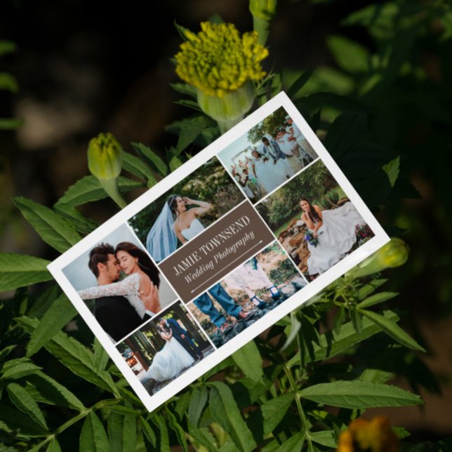 Cartão De Visita Fotógrafo Profissional de Colagem de Fotos Brown (Criador carregado)