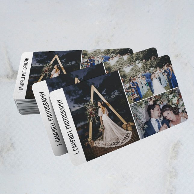 Cartão De Visita Fotógrafo Profissional de Colagem de Fotos Moderna (Criador carregado)