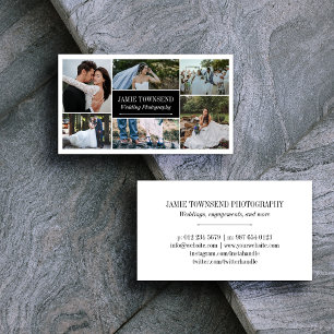 Cartão De Visita Fotógrafo Profissional de Colagem de Fotos Preta