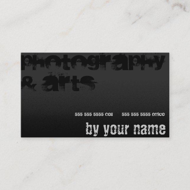 Cartão De Visita Fotógrafo profissional de Design Cinza preto moder (Frente)