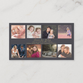 Cartão De Visita Fotógrafo profissional escuro - design de 8 fotos