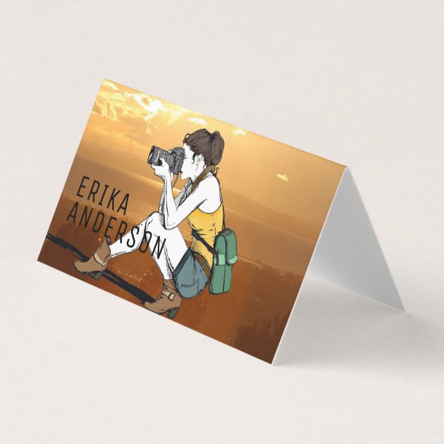 Cartão De Visita Fotógrafo Profissional Personalizado Dobrado (Frente)