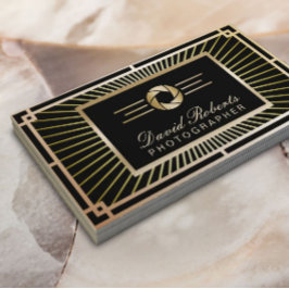 Cartão De Visita Fotógrafo Vintage Dourado Art Deco Modern