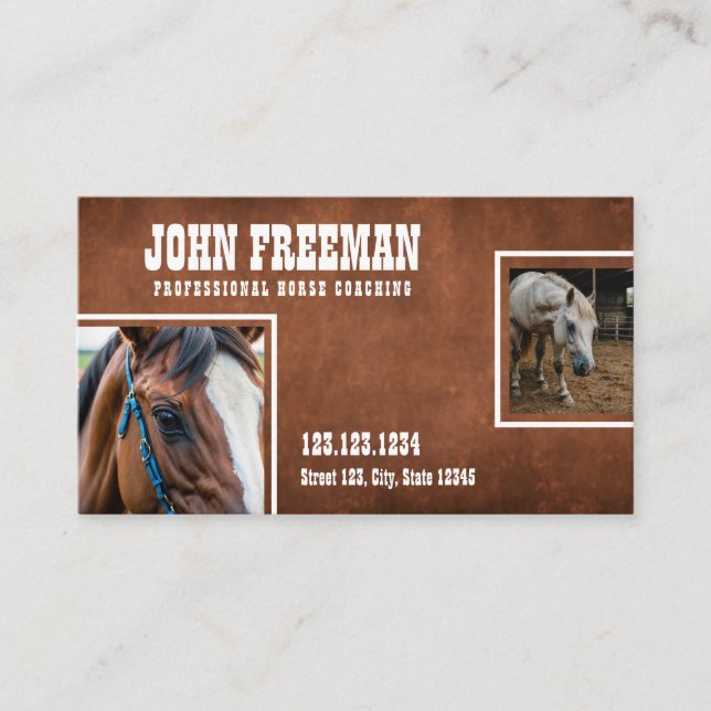 Cartão De Visita Fotos de cavalos de textura castanho-russa (Frente)