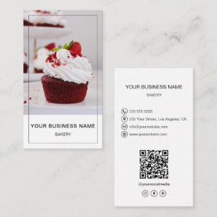 Cartão De Visita Fotos de Padaria Moderna Ícones de Mídia Social QR