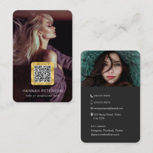 Cartão De Visita Fotos profissionais Código QR na moda ouro modern