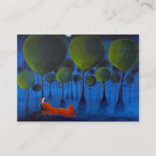 Cartão De Visita Fox que funciona na floresta na noite