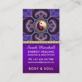 Cartão De Visita Fractais Roxos Curando Energia Holística Nova Idad