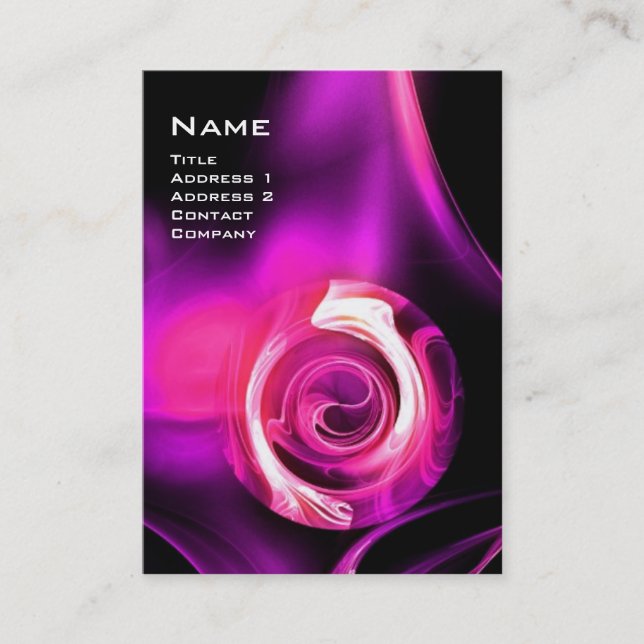 Cartão De Visita FRACTAL ROSA 4 MONOGRAM vermelho-rosa claro (Frente)