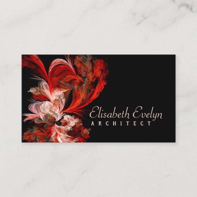 Cartão De Visita Fractal Vermelho E Branco (Frente)