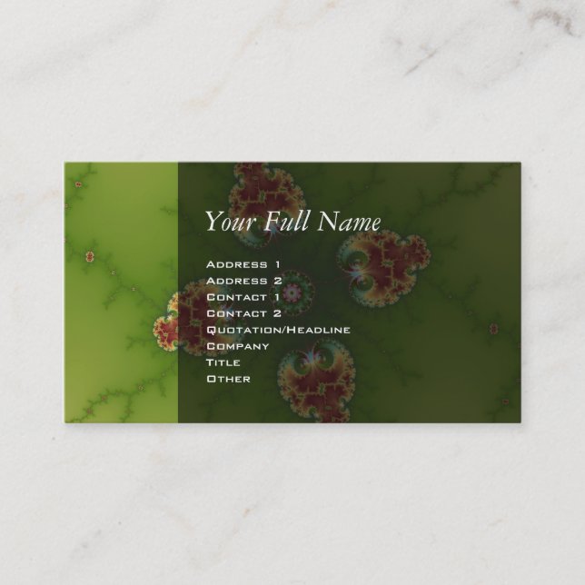 Cartão De Visita Fractalbug Picnic - Arte Fractal (Frente)