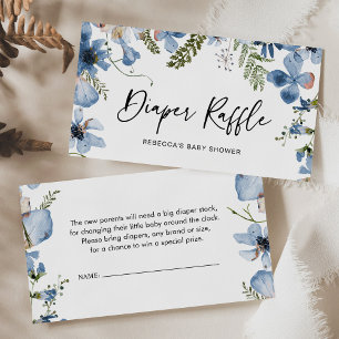 Cartão De Visita Fralda Raffle Blue Botanical Enclosure Card