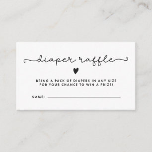 Cartão De Visita Fralda Raffle Tíquetes Chá de fraldas Preto Bran