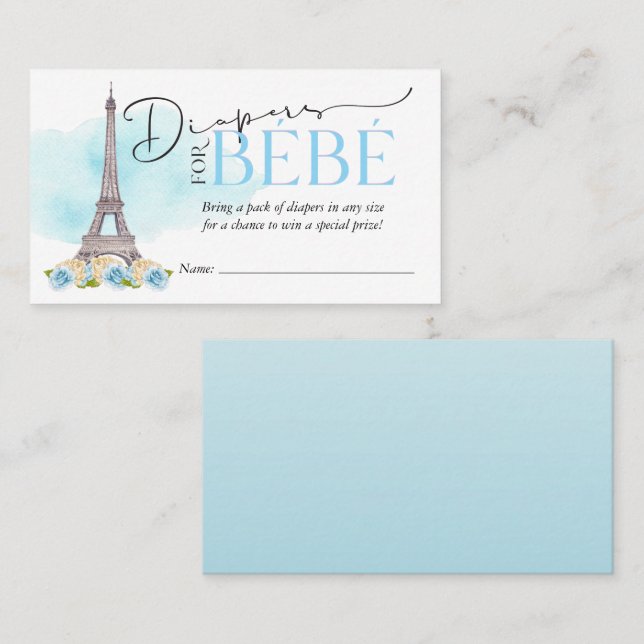 Cartão De Visita Fraldas para a Fralda Bébé Raffle Insert (Frente/Verso)