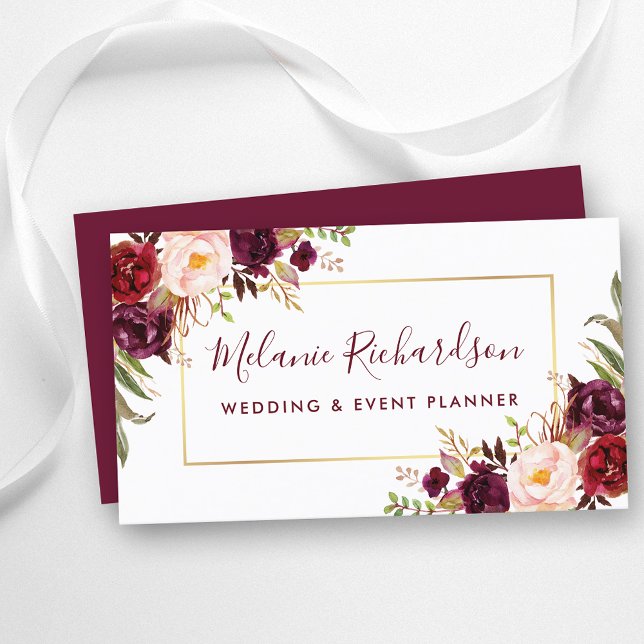 Cartão De Visita Frame Dourado Moderno Elegante Floral (Customize to change text size, color or text style.)