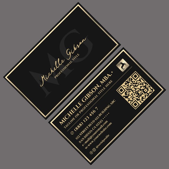 Cartão De Visita Frame Dourado preto legado profissional moderno (Elegant Professional Faux Gold Frame Black Modern Business Card
)