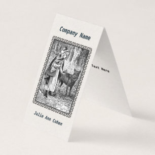 Cartão De Visita Framed Illustration Black White Riding Hood Wolf