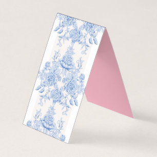 Cartão De Visita Francês,chique, vintage,azul pálido,branco,conta