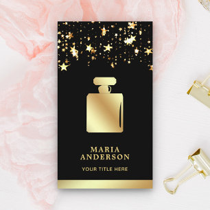 Cartão De Visita Frasco de Perfume Estrelas Confete Dourado