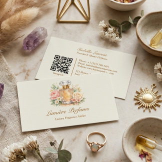 Cartão De Visita Frasco de Perfume Floral em Aquarela Elegante Frag
