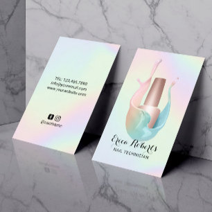 Cartão De Visita Frasco Polonês de Salão de unhas Pastel Unicorn