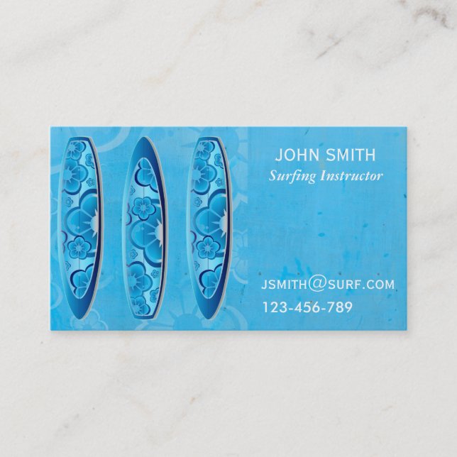 Cartão De Visita freelance de instrutor de Surf de surfe (Frente)