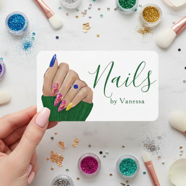 Cartão De Visita Freelance Nail Technician Manicurist Branding (Criador carregado)