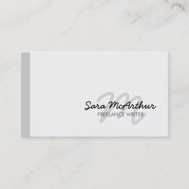 Cartão De Visita Freelance Writer Monogram Business Card (Frente)