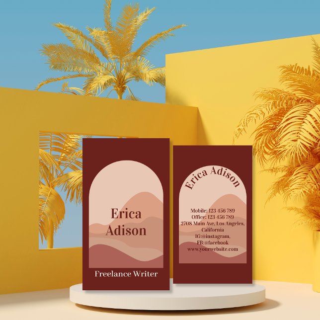 Cartão De Visita Freelance Writer Terracotta Abstrato Boho (Criador carregado)