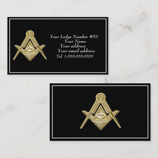 Cartão De Visita Freemason Freemasonry Símbolo Masonic Black (Frente/Verso)