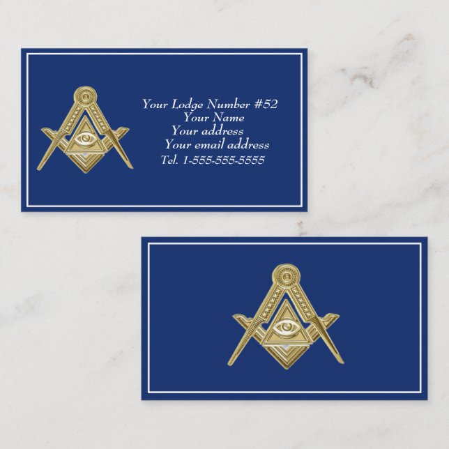 Cartão De Visita Freemason Freemasonry Símbolo Masonic Blue (Frente/Verso)