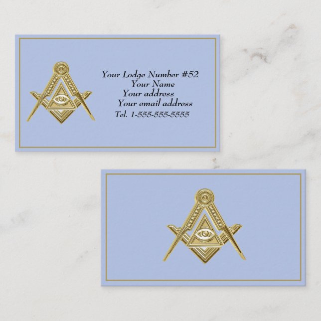 Cartão De Visita Freemason Freemasonry Símbolo Masonic Blue (Frente/Verso)