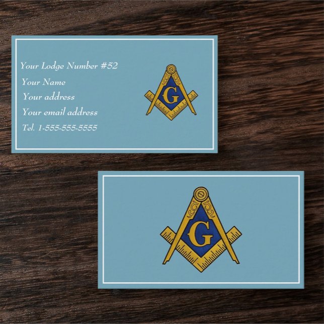Cartão De Visita Freemason Freemasonry Símbolo Masonic Blue (Criador carregado)