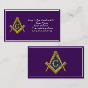 Cartão De Visita Freemason Freemasonry Símbolo Masonic Purple
