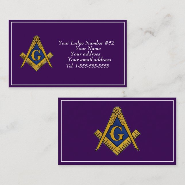 Cartão De Visita Freemason Freemasonry Símbolo Masonic Purple (Frente/Verso)