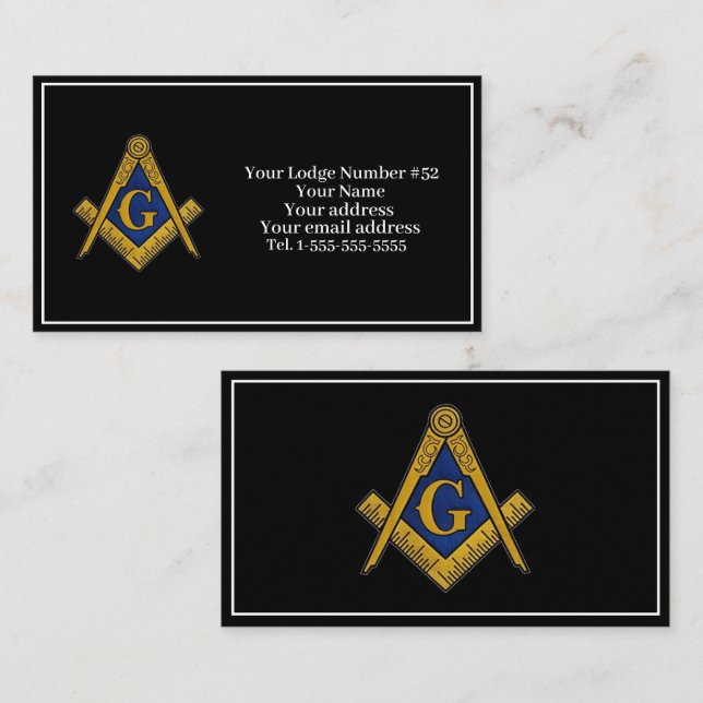 Cartão De Visita Freemason Freemasonry Symbol Masonic Black (Frente/Verso)