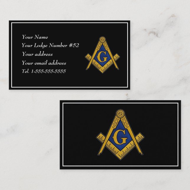 Cartão De Visita Freemason Masonic Square Compass Symbol (Frente/Verso)