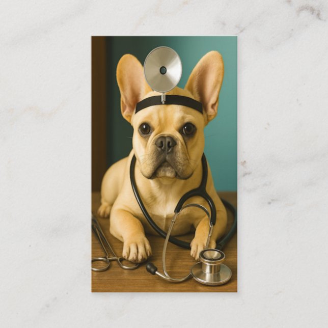 Cartão De Visita French Bulldog Vet Doctor Cute Puppy Business Card (Frente)
