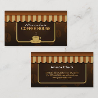 Cartão De Visita Frente legal de Compro de café Brown e Beige Café