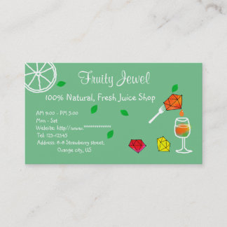 Cartão De Visita Fresh Juice Shop Name Card Jewel