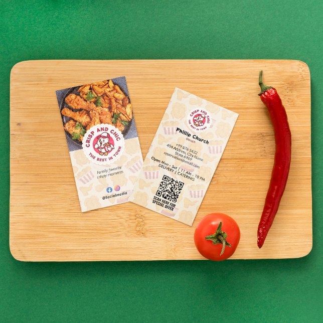 Cartão De Visita Fried Chicken Business | Código de Barras Brilhant (Criador carregado)