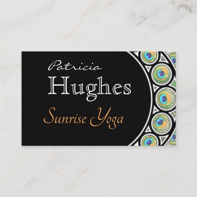 Cartão De Visita Fronteira de pena de peacock (Frente)